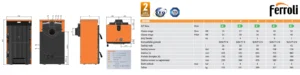 Tehničke specifikacije kotlova i dimenzije Ferroli seta.