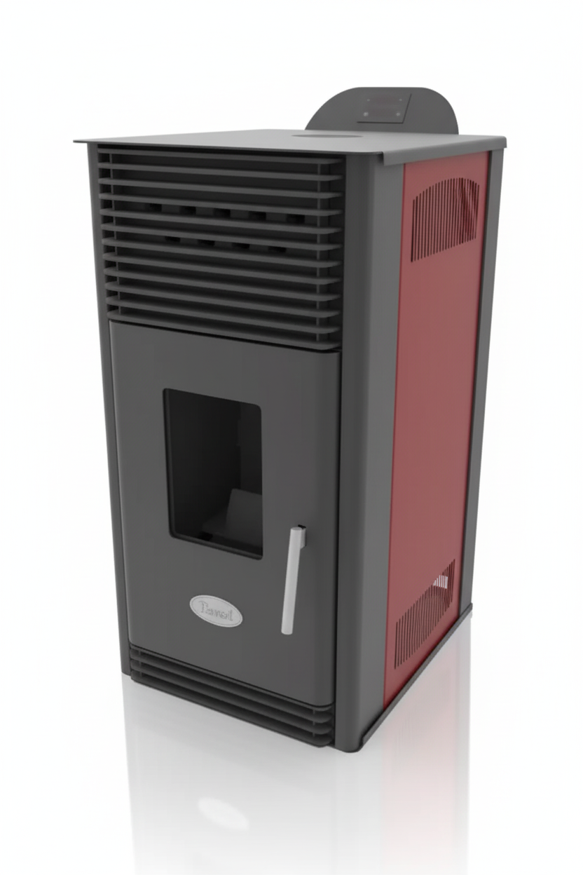 Kamin na pelet Mareli PS 8 kW – sobni kamin sa ventilatorom toplog vazduha, menijem na srpskom jeziku, tajmerom i 5 nivoa snage, za efikasno grejanje prostorije.