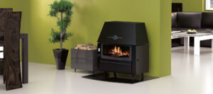 Kamin Alfa Plam Rustik E 34 – kamin na čvrsto gorivo sa kotlom za etažno grejanje, rustični dizajn, snaga 14 kW