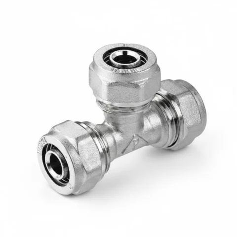 Kompresioni T komad za cevi dimenzija 16, 18, 20, 26 mm – kvalitetan i izdržljiv spojni element za vodovodne instalacije