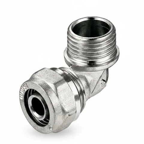 Kompresiono koleno SN 16x1/2 i 18x1/2 – spojni element za cevi pod uglom 90 stepeni sa kompresionim spojem, otporno na pritisak i koroziju