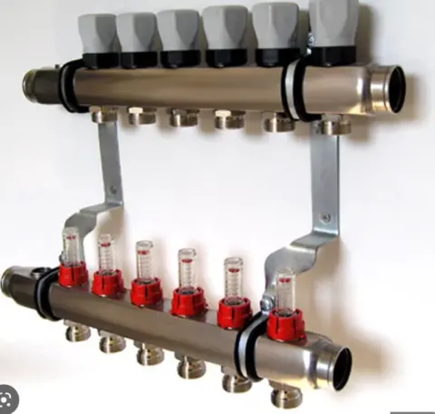 Razdelnik Inox sa Termoventilima i Topmetrima HVAC M30 1" 3/4" - par