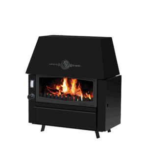 Kamin Alfa Plam Rustik E 34 – kamin na čvrsto gorivo sa kotlom za etažno grejanje, rustični dizajn, snaga 14 kW