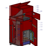 Crtež kotla sa obeleženim delovima i opisima.