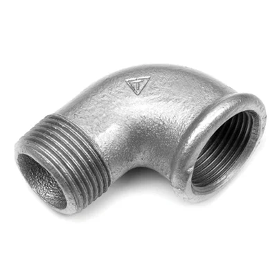 Pocinkovano koleno Zn MF sa muškim i ženskim navojem za spajanje cevi pod uglom od 90 stepeni