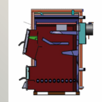 Dijagram kotla sa presecima i cevi.
